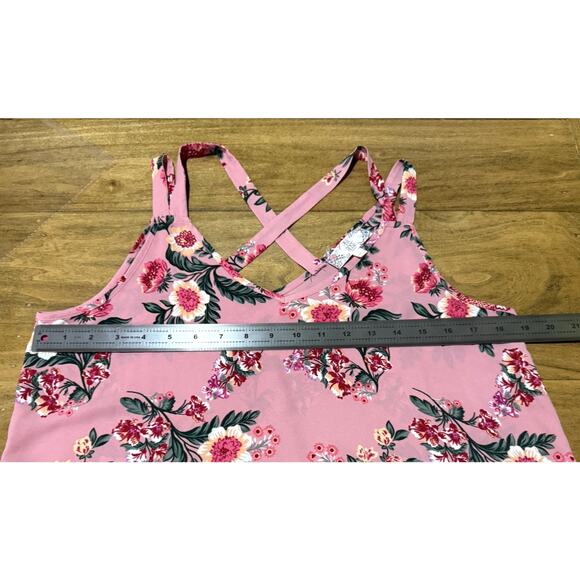 Pink Rose Vintage Blouse Top Tank CrissCross Back Romantic Spring Y2K Sz Large - Picture 6 of 7